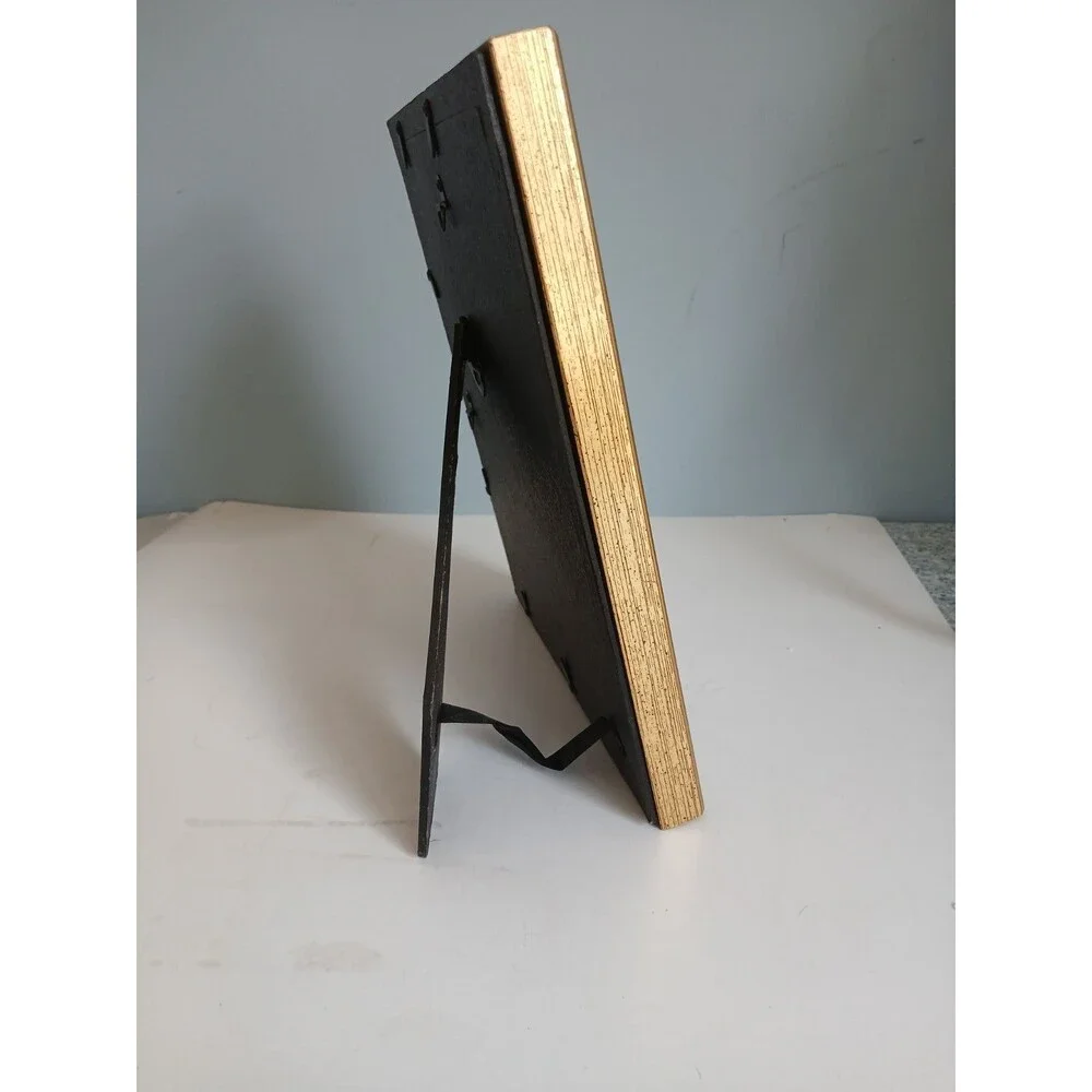Vtg Burnes Picture Frame  Gold W Crackle Paint  Design 8 X 10